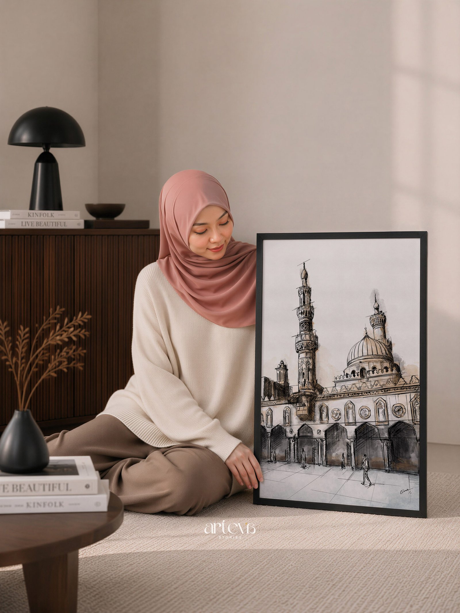 Al Azhar Mosque Wall Art - Cairo Sketch Watercolor