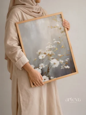 Golden Dream – Soft White & Gold Floral Wall Art