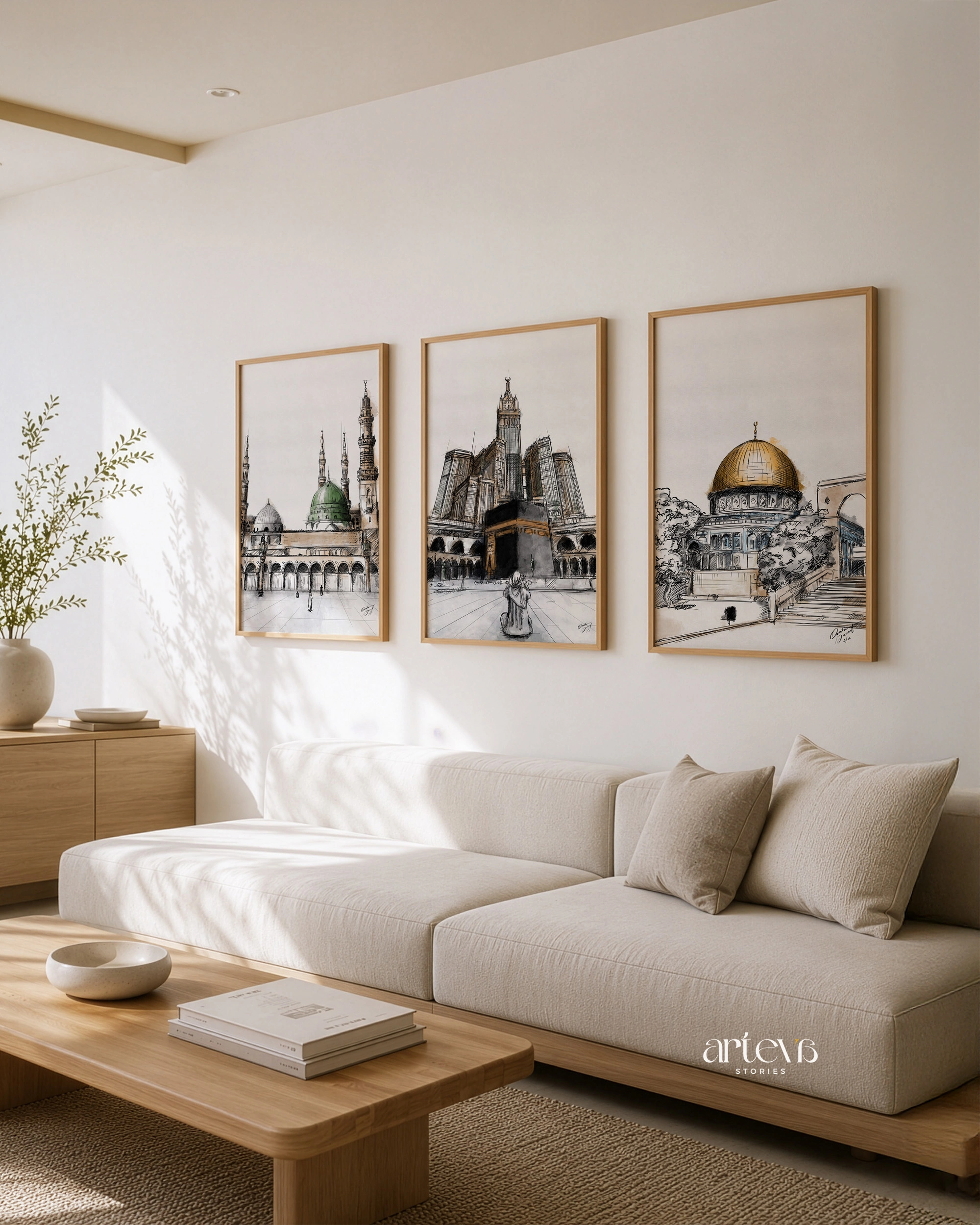3 Sketch Islamic Landmarks Set | Kabah, Masjid Nabawi & Dome of the Rock - Gambar 6