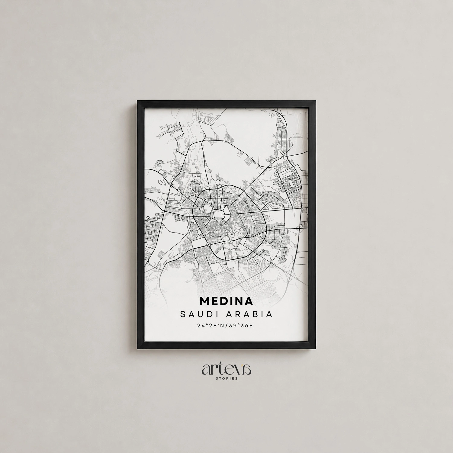 Medina Map Poster (Peta Madinah) - Snow White City Map - Gambar 12
