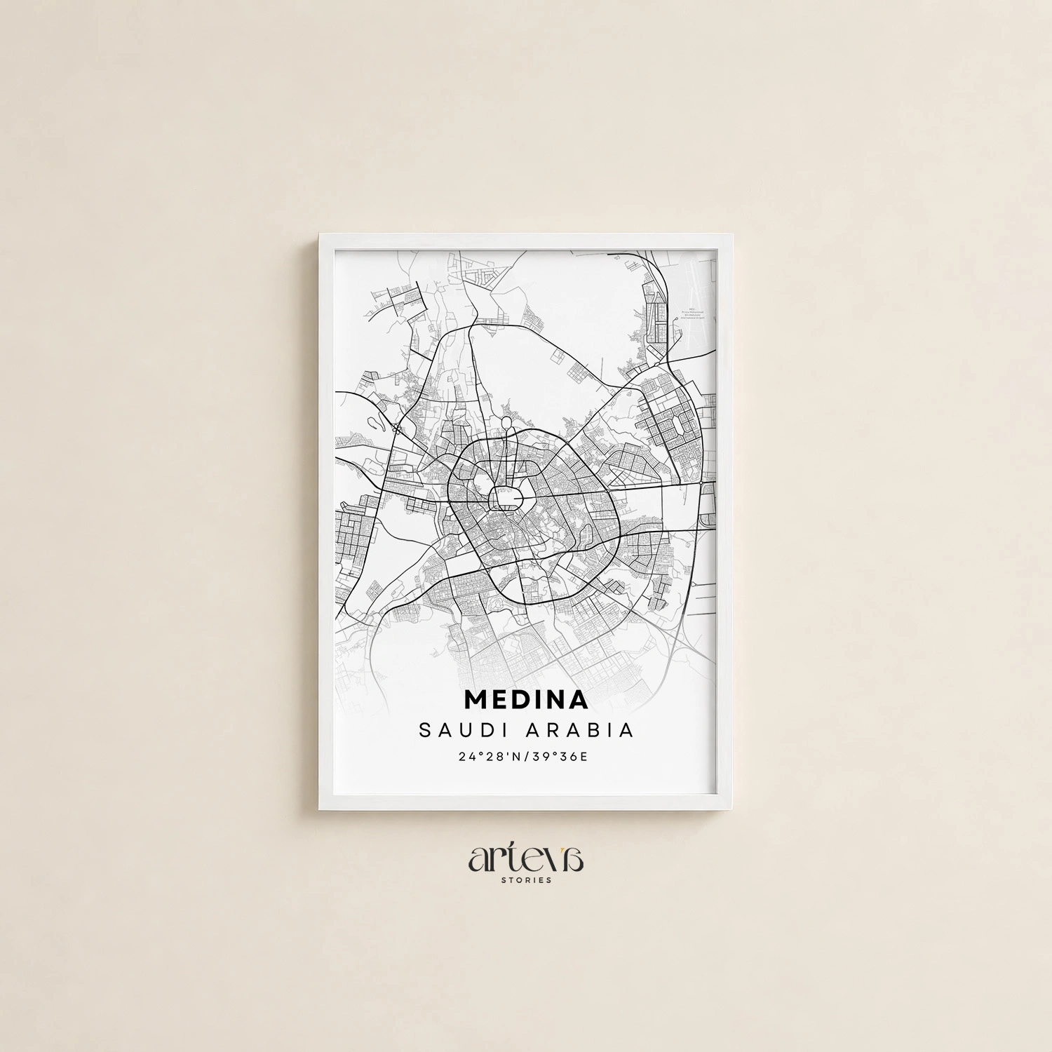 Medina Map Poster (Peta Madinah) - Snow White City Map - Gambar 11