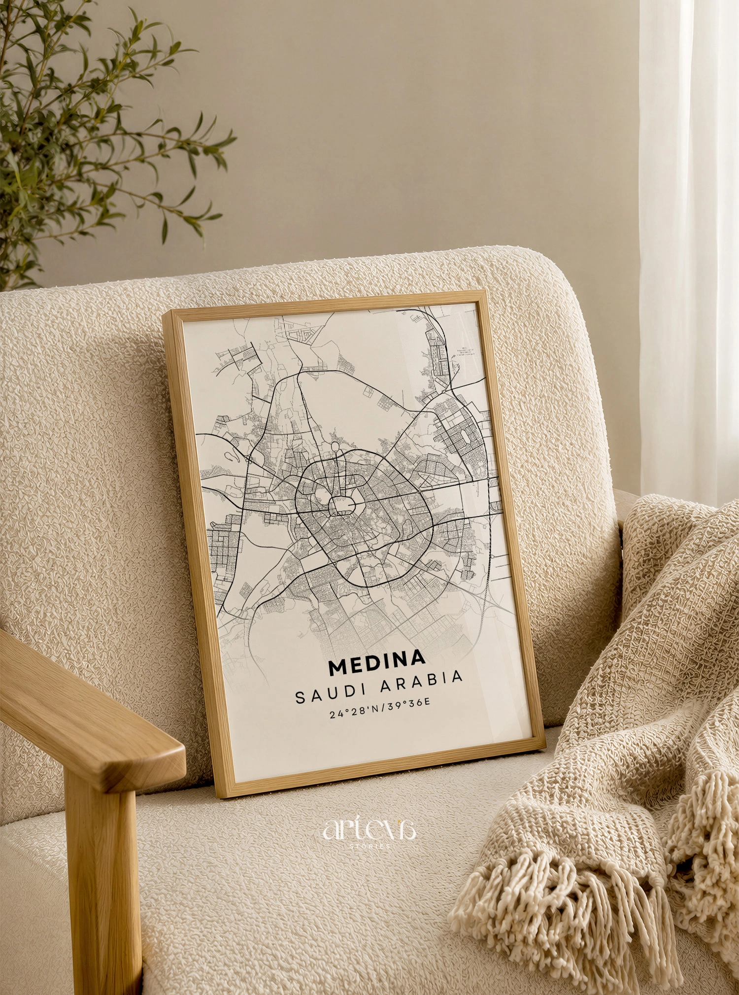 Medina Map Poster (Peta Madinah) - Snow White City Map - Gambar 2
