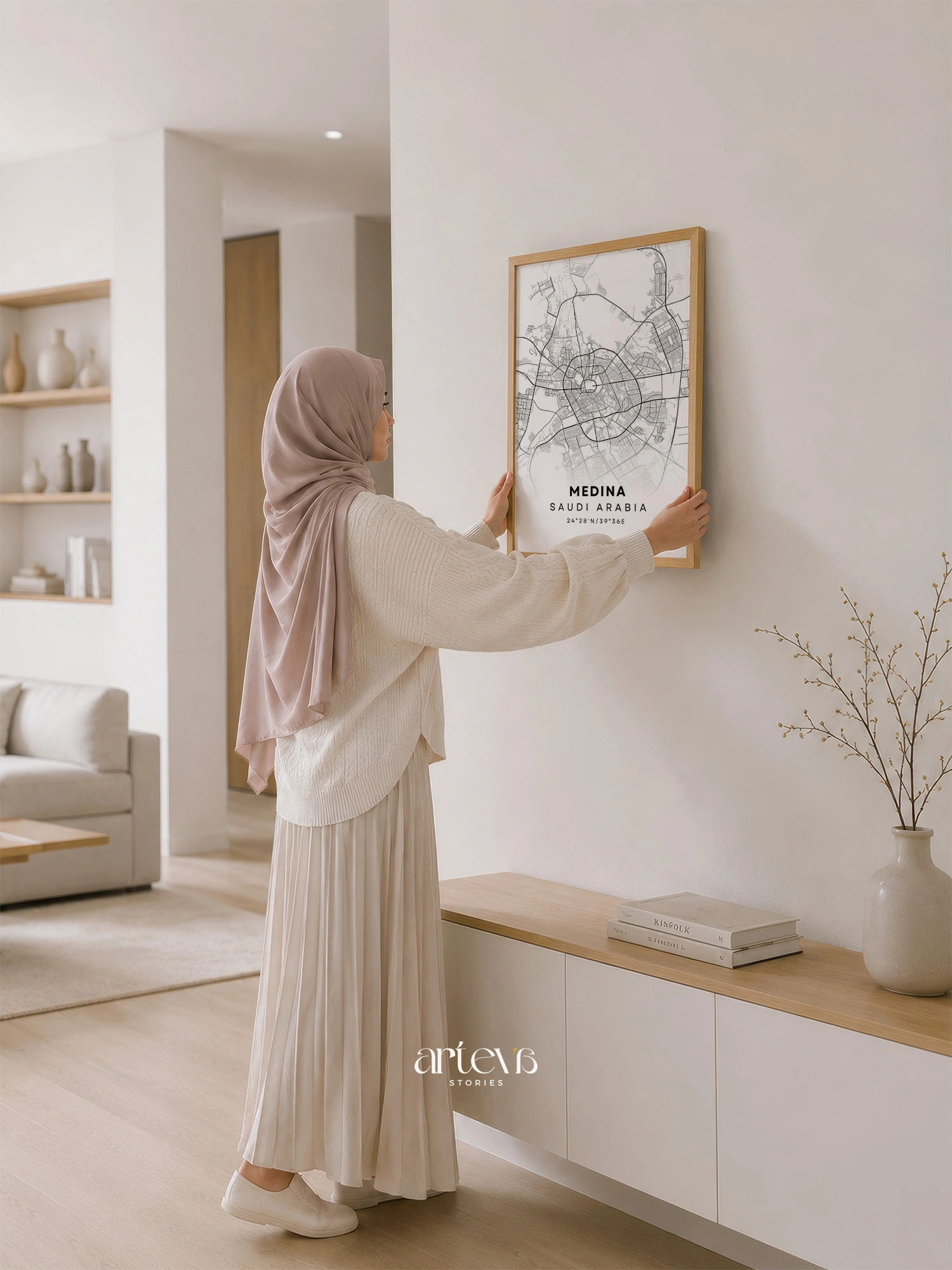 Medina Map Poster (Peta Madinah) - Snow White City Map - Gambar 5