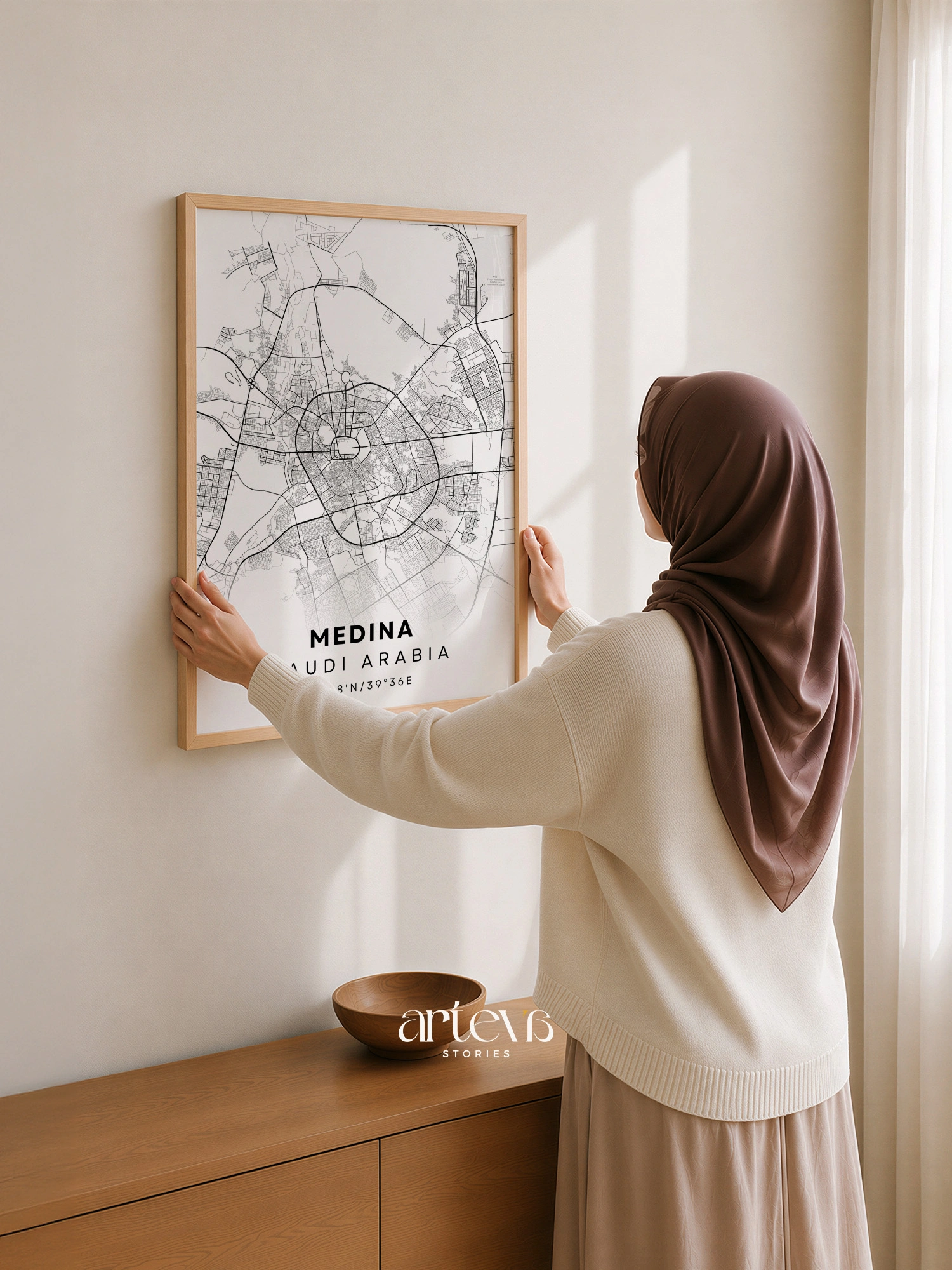 Medina Map Poster (Peta Madinah) - Snow White City Map - Gambar 6