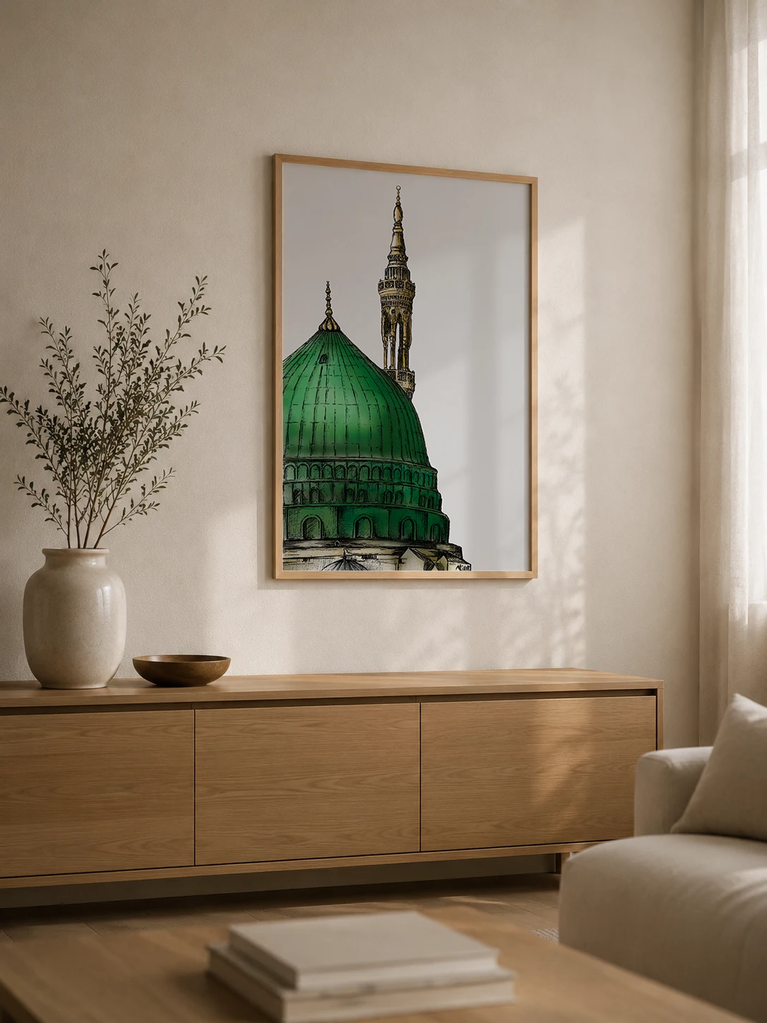 Green Dome Minimal Sketch — Masjid Nabawi