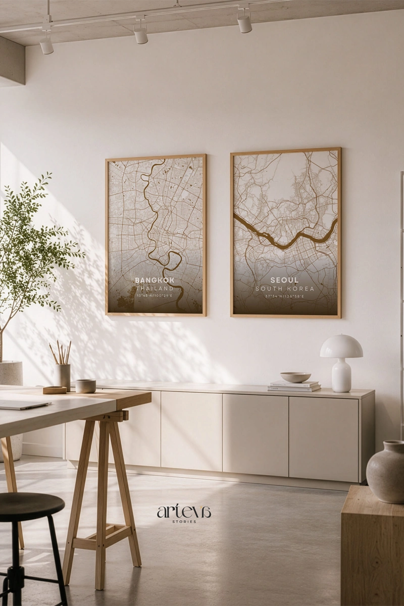 City map poster Arteva di study room