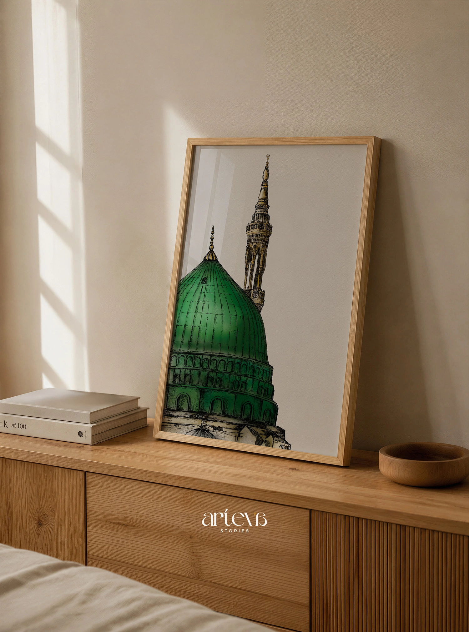 Green Dome Masjid Nabawi Sketch Wall Art - Gambar 7