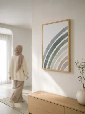 Soft Rainbow Abstract Wall Art - abstract watercolor wall art bernuansa natural untuk dekorasi dinding