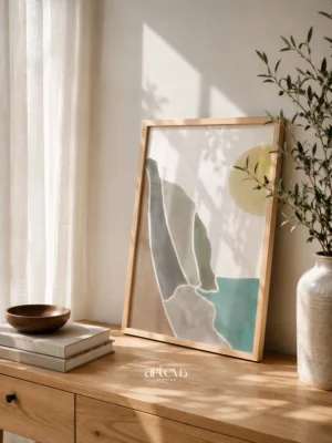 Flowing River Abstract Landscape Wall Art - abstract watercolor wall art bernuansa natural untuk dekorasi dinding