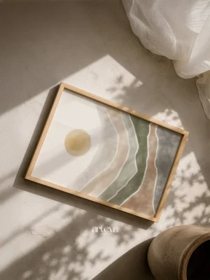 Earth Layer Abstract Landscape Wall Art - abstract watercolor wall art bernuansa natural untuk dekorasi dinding