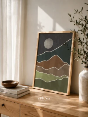 Neutral Watercolor Night View Abstract Wall Art - abstract watercolor wall art bernuansa natural untuk dekorasi dinding