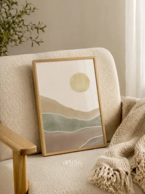 Soft Horizon Abstract Landscape Wall Art - abstract watercolor wall art bernuansa natural untuk dekorasi dinding