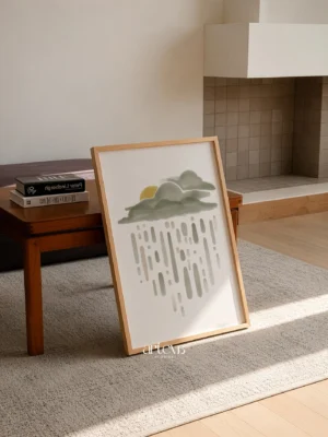 Cloud Rain Minimal Watercolor Wall Art