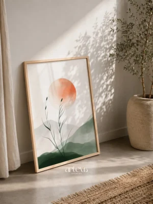 serene meadow wall art, abstract nature art, meadow abstract painting, ilalang wall art, terracotta nature art, sage green hills art, artevam series, nostalgic nature decor, warm nature abstract, ruang keluarga art, botanical abstract, grass and hills painting, wall art premium, dekorasi rumah hangat, nature inspired wall decor