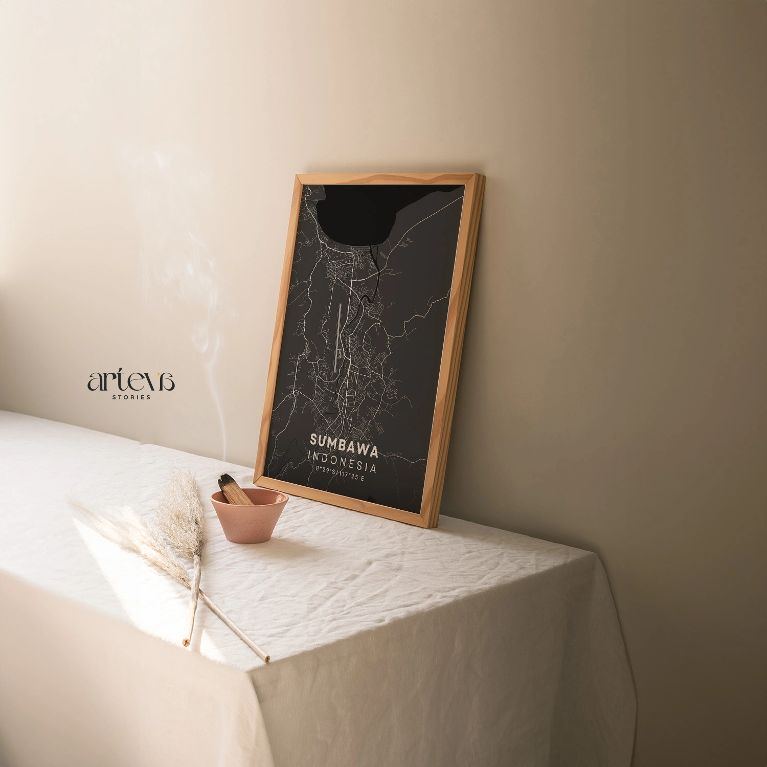 Sumbawa (Indonesia) City Map Poster Wall Art - Midnight Shadow - Gambar 7