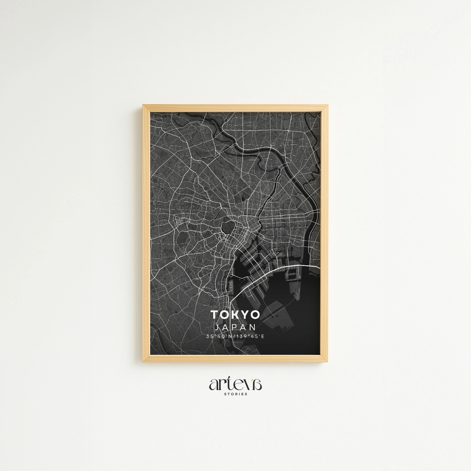 Tokyo (Japan) City Map Poster Wall Art - Midnight Shadow - Gambar 10