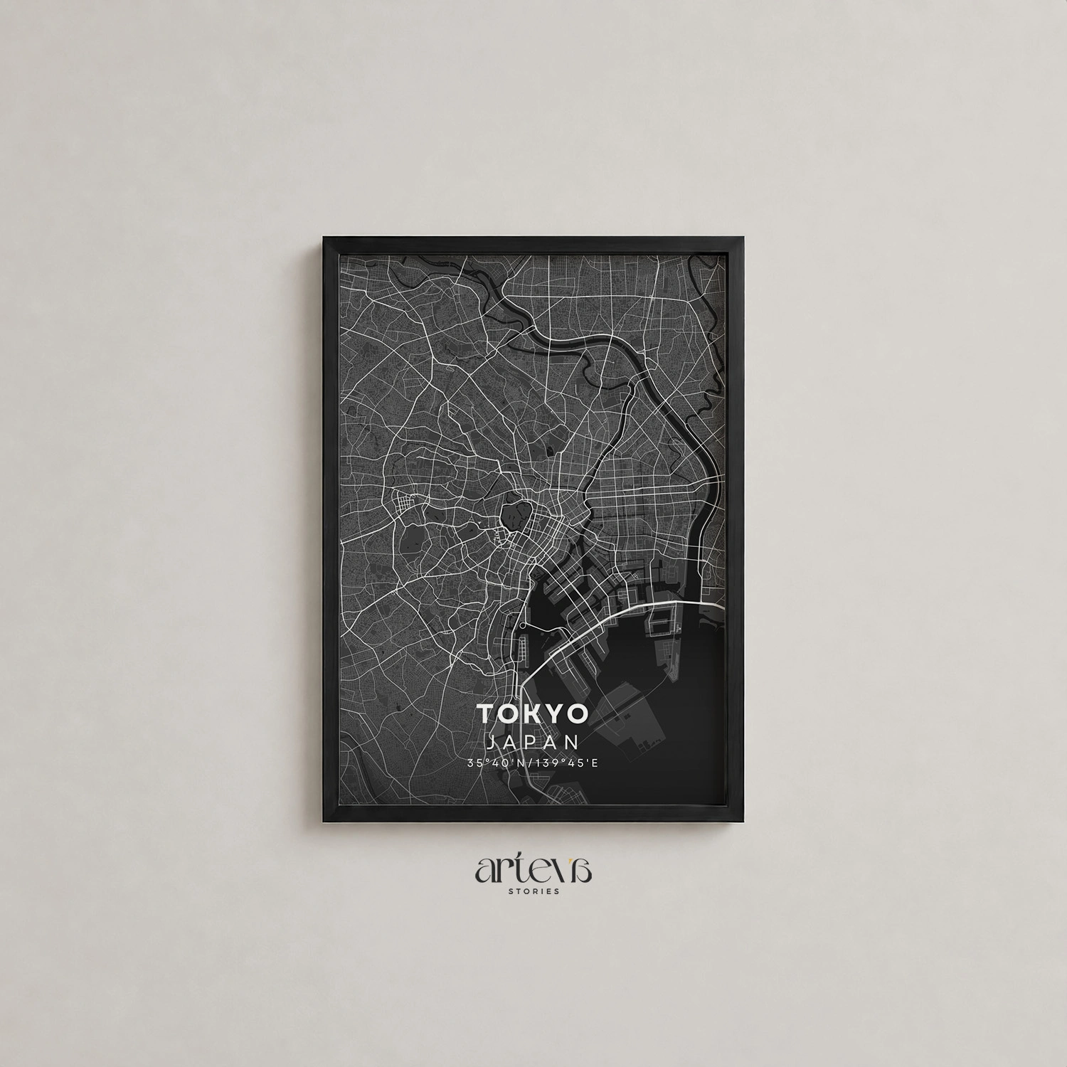 Tokyo (Japan) City Map Poster Wall Art - Midnight Shadow - Gambar 11