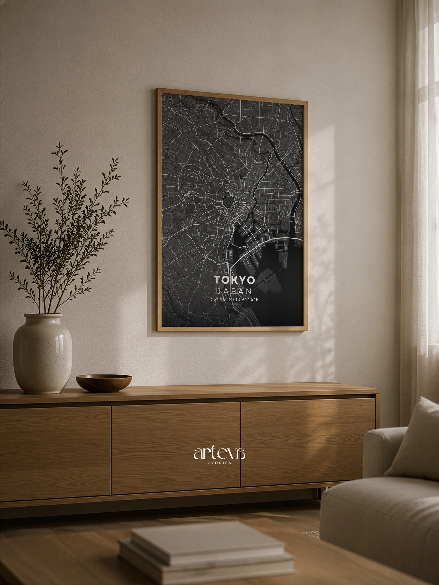 Tokyo (Japan) City Map Poster Wall Art - Midnight Shadow - Gambar 3
