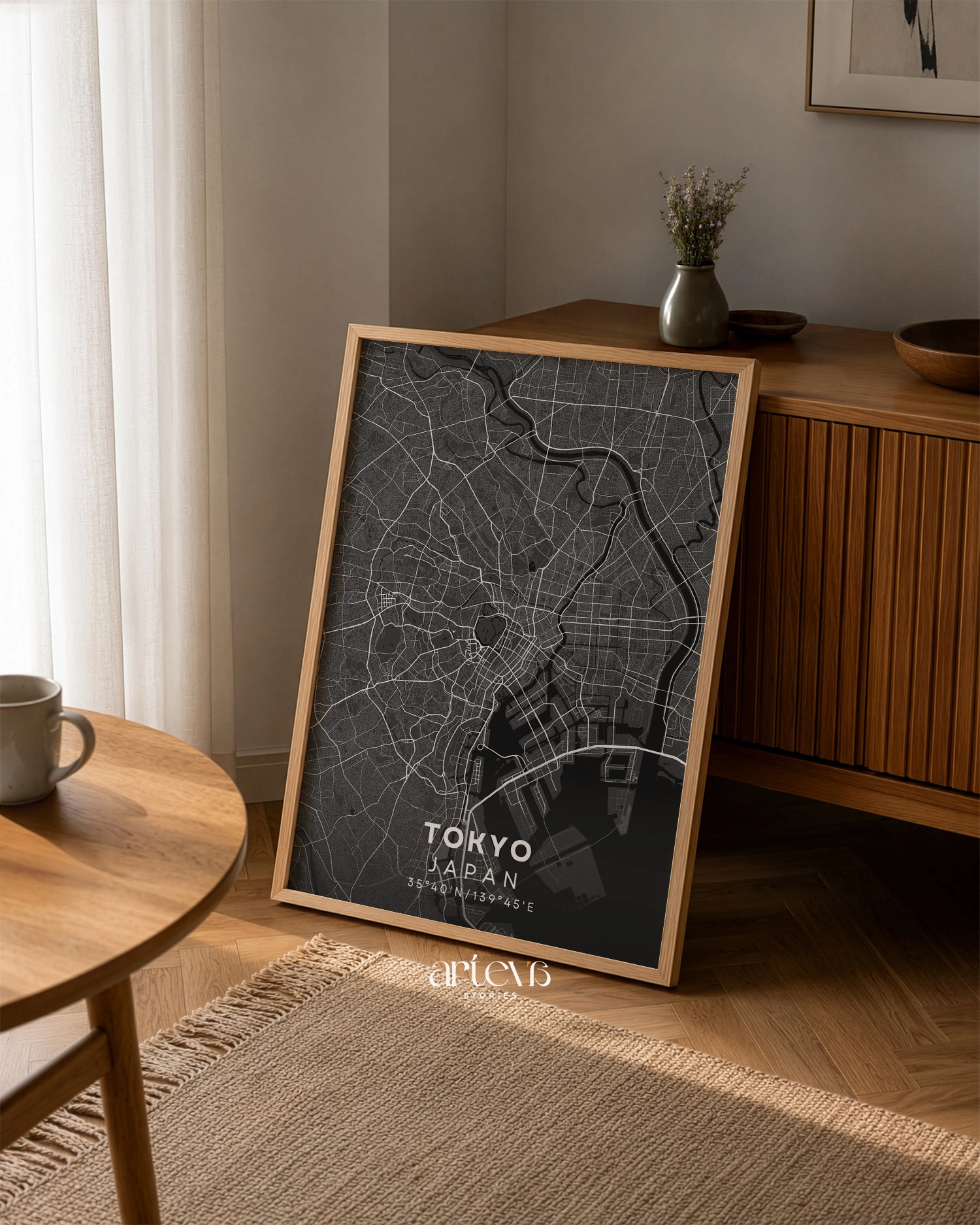 Tokyo (Japan) City Map Poster Wall Art - Midnight Shadow - Gambar 4