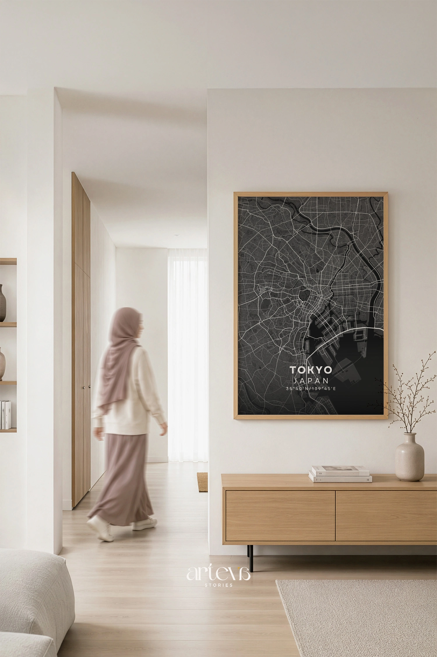 Tokyo (Japan) City Map Poster Wall Art - Midnight Shadow - Gambar 7
