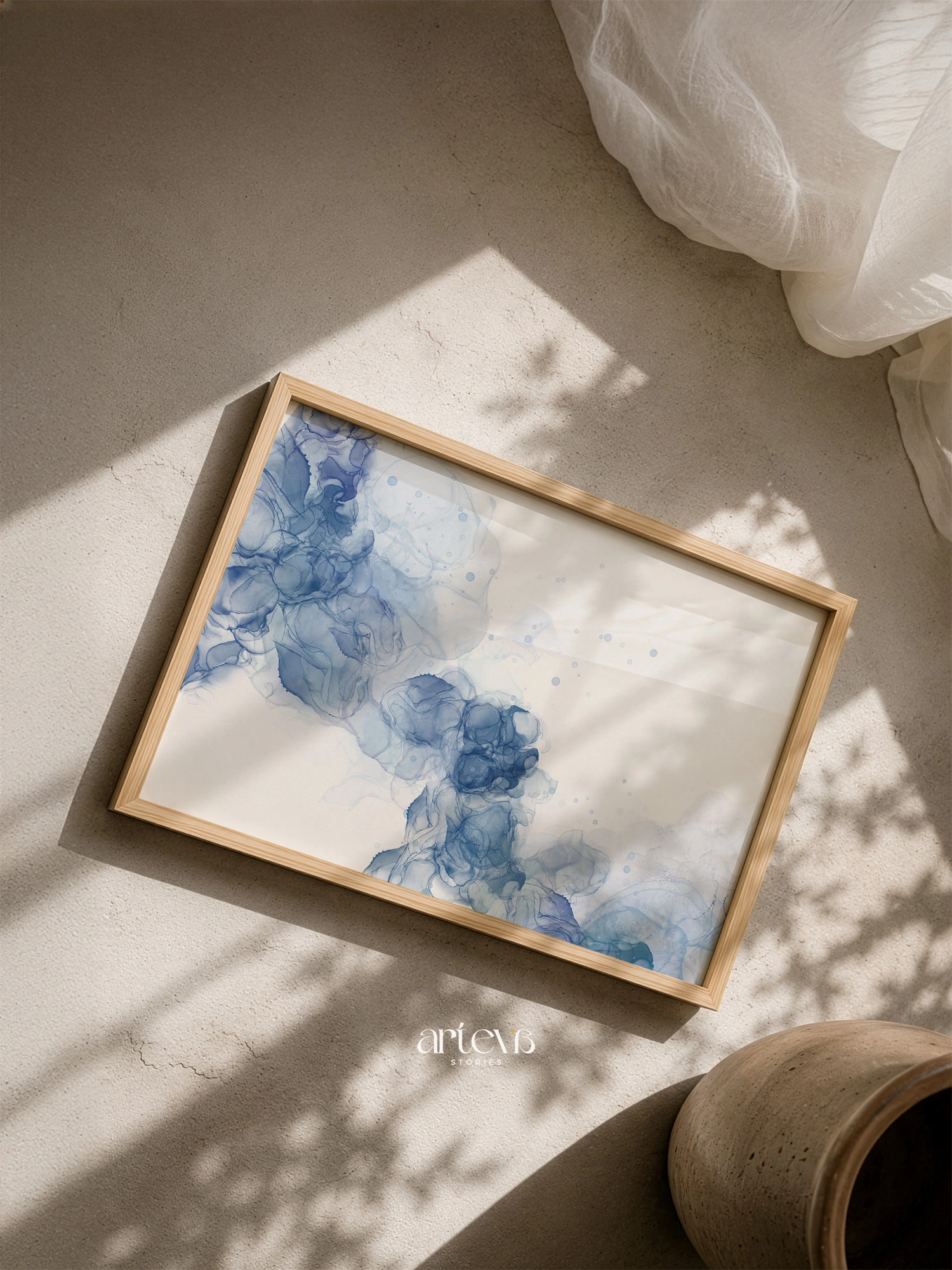 Abstract Blue Ink Fluid Wall Art - Gambar 8