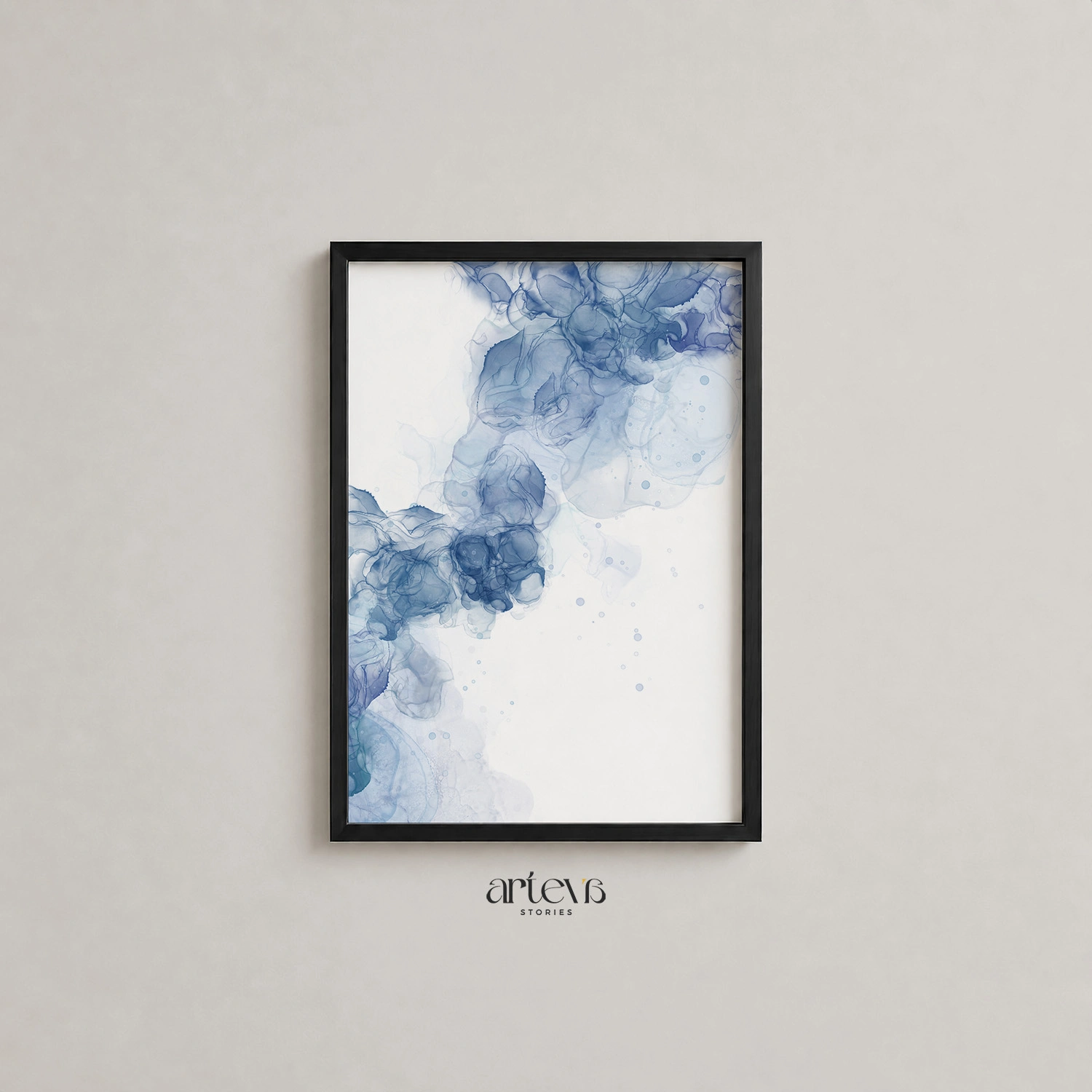 Abstract Blue Ink Fluid Wall Art - Gambar 12