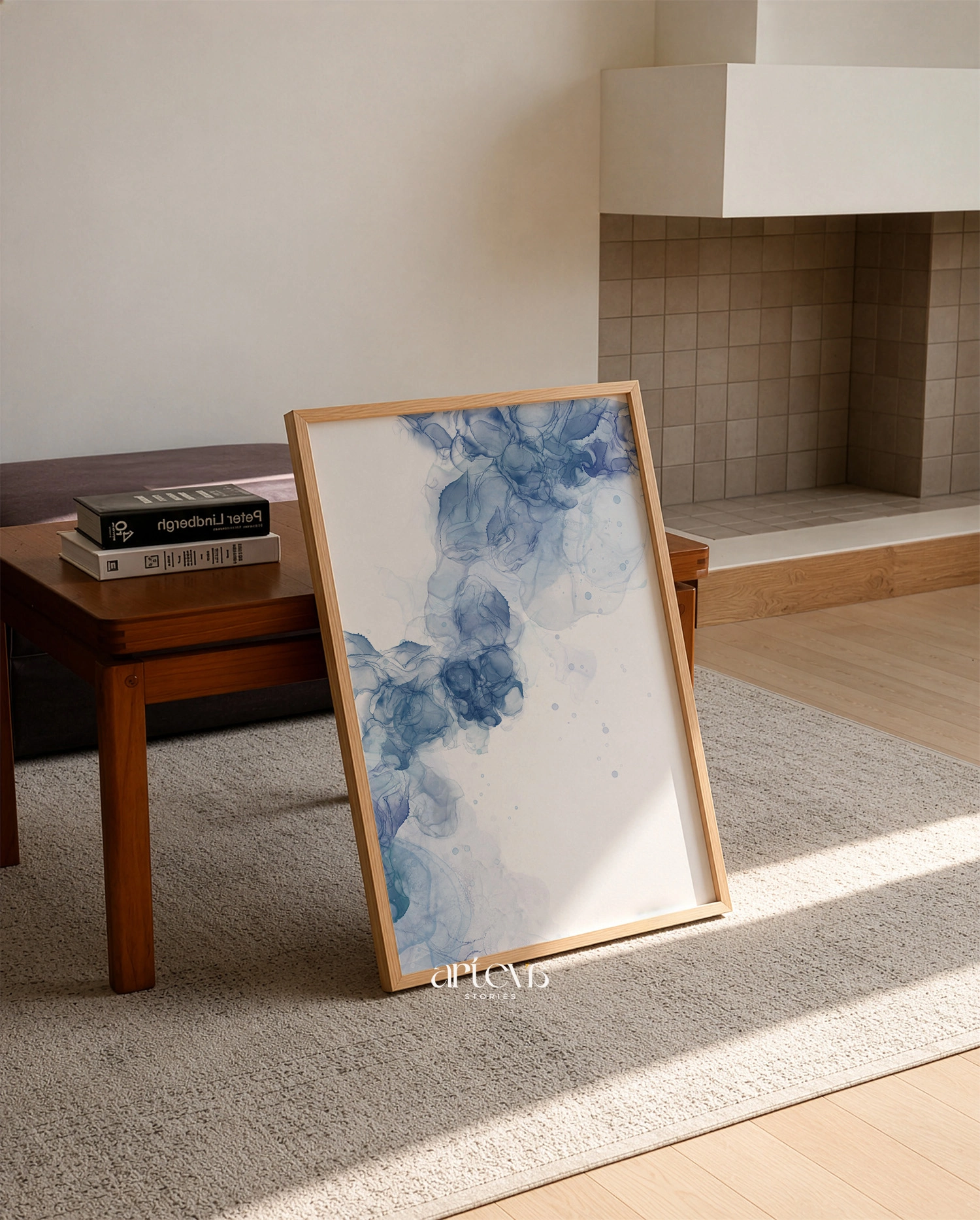 Abstract Blue Ink Fluid Wall Art - Gambar 6