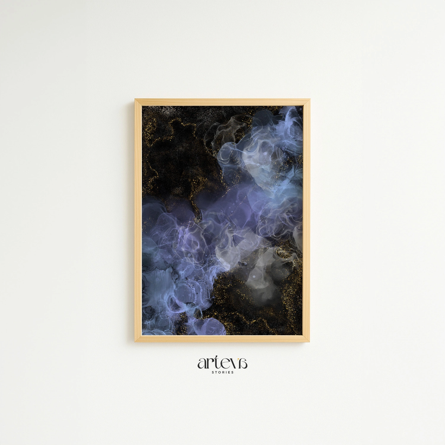 Midnight Gold Abstract Ink Wall Art - Gambar 12