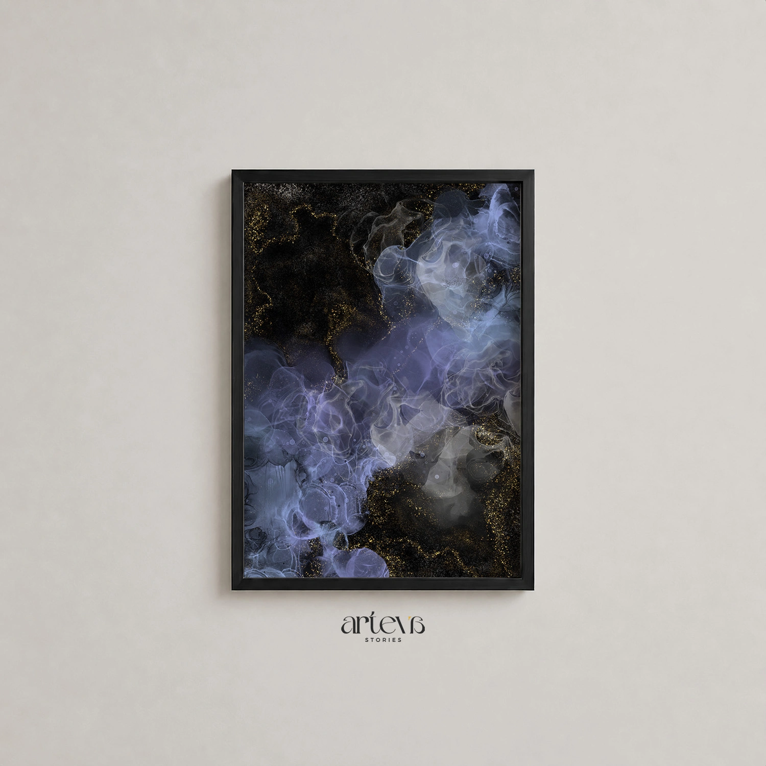 Midnight Gold Abstract Ink Wall Art - Gambar 13