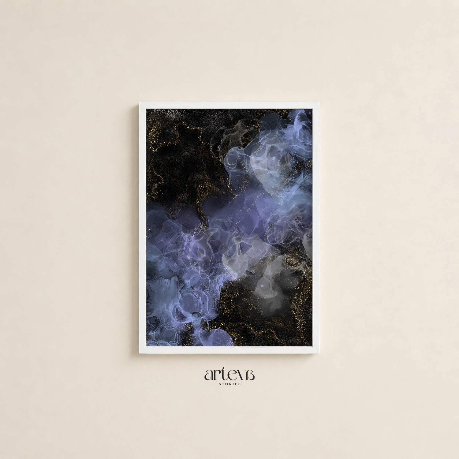 Midnight Gold Abstract Ink Wall Art - Gambar 14