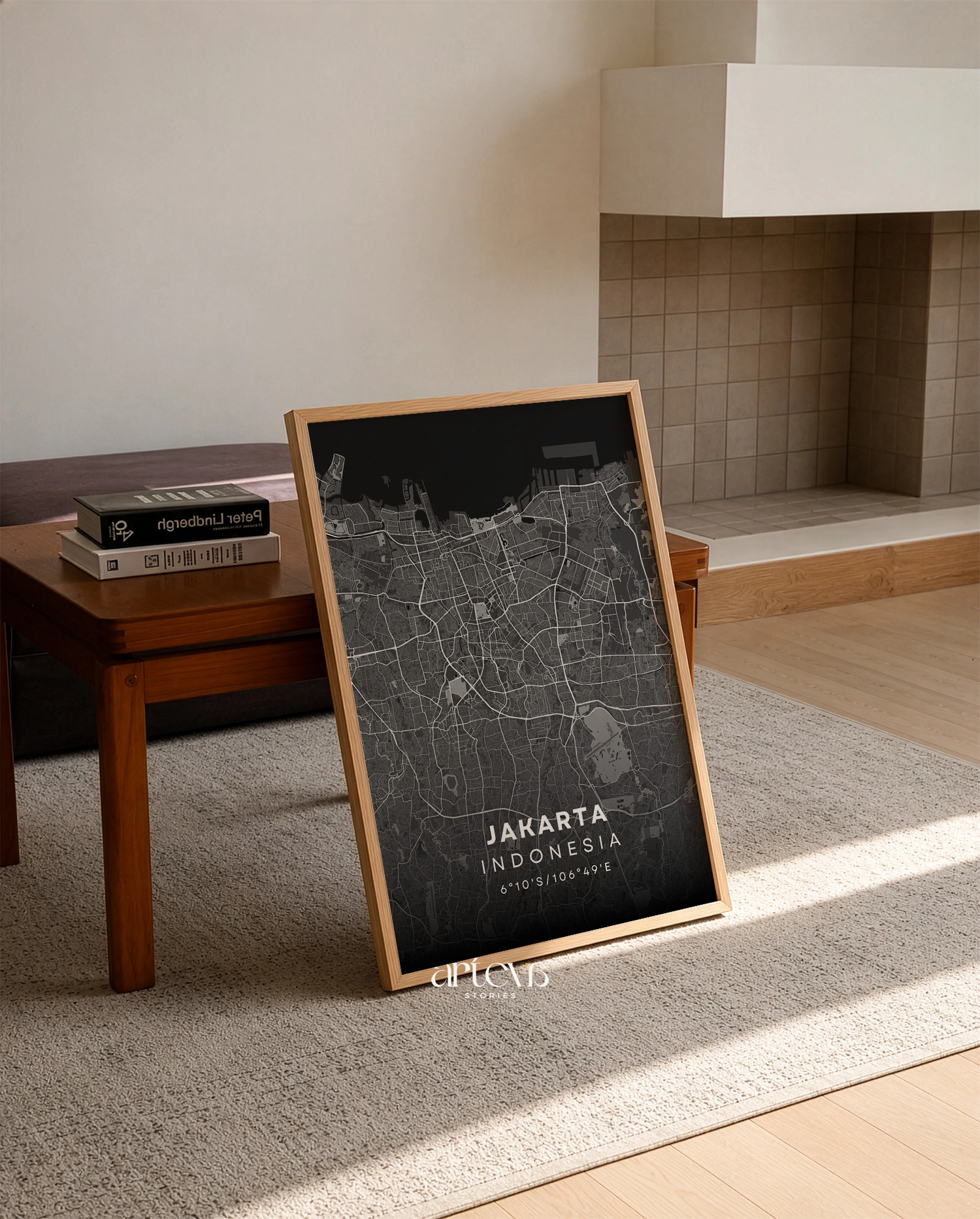 Jakarta (Indonesia) City Map Wall Art - Midnight Shadow - Gambar 7