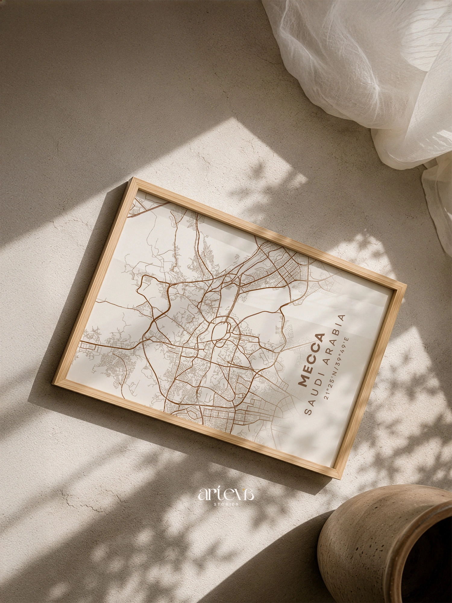 Mecca City Map Poster Saudi Arabia – Mocha Earth Minimalist Wall Art - Gambar 10