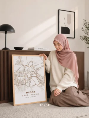 Mecca City Map Poster Saudi Arabia – Mocha Earth Minimalist Wall Art
