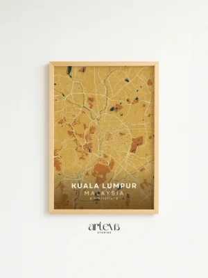 Kuala Lumpur City Map Poster Malaysia tone Desert Sand – Arteva Stories
