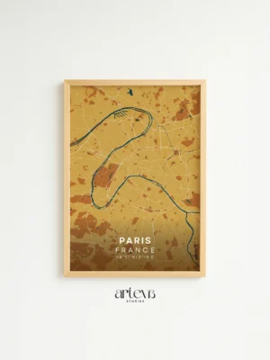 Paris City Map Poster France tone Desert Sand – Arteva Stories