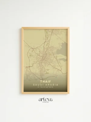 Taif City Map Poster Saudi Arabia tone Aqua Beige – Arteva Stories