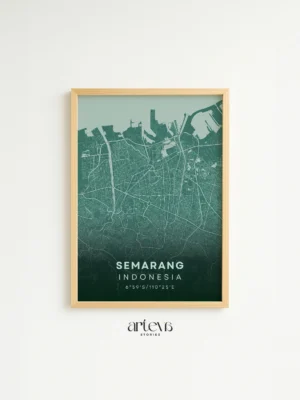 Semarang City Map Poster Indonesia tone Emerald Breeze – Arteva Stories
